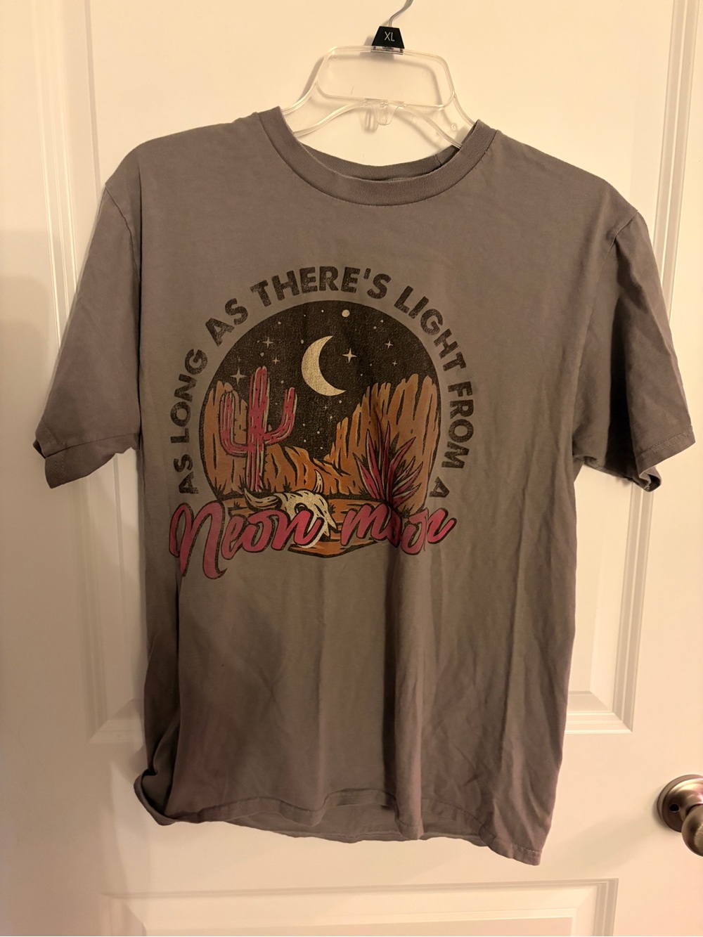 Gray Graphic Tee with Desert Night Print